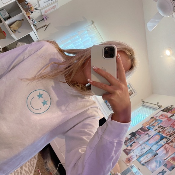 Tops - Custom Embroidered Smiley Face Crewneck Sweatshirt